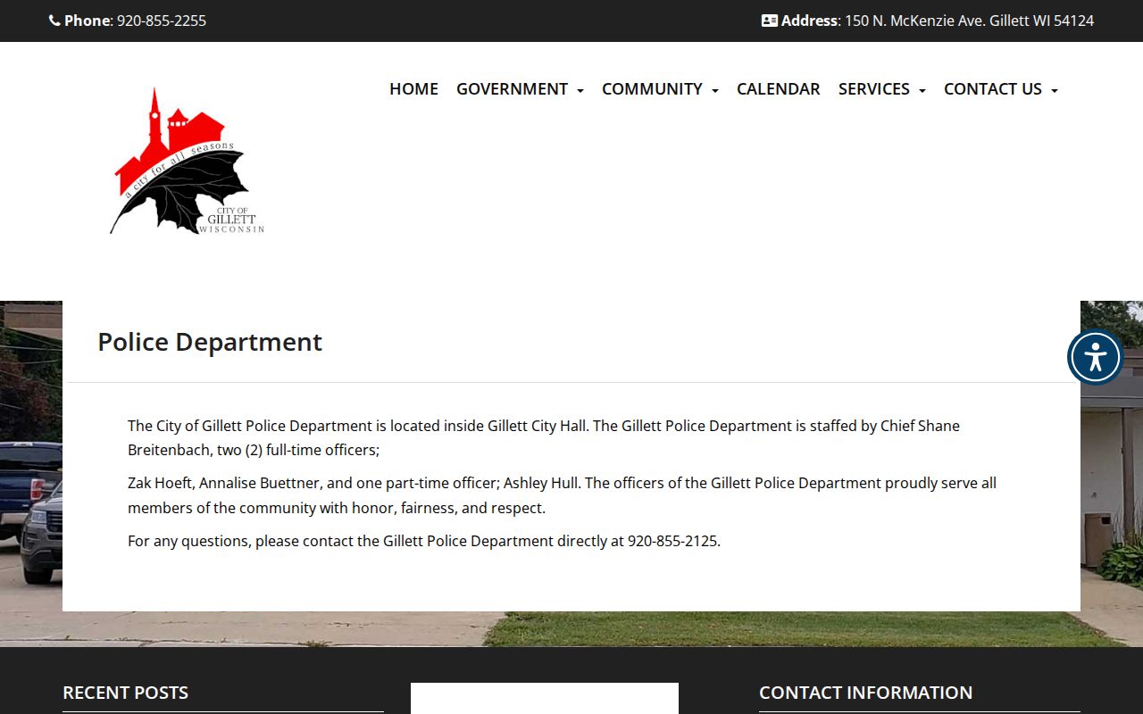 Gillett Police Department source for Gillett criminal records